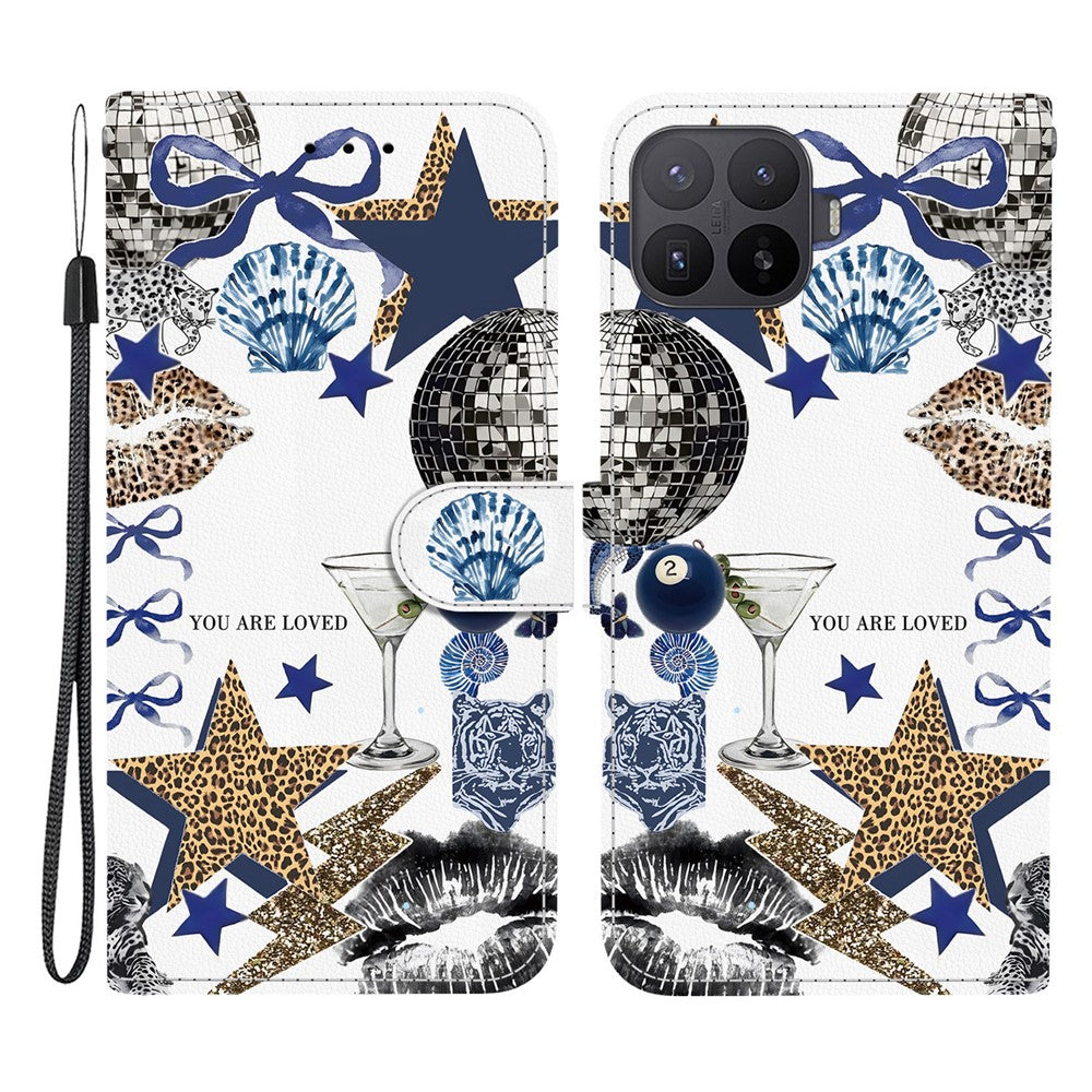 For Xiaomi 17T Case Pattern Printing PU Leather Wallet Flip Stand Phone Cover with Wrist Strap