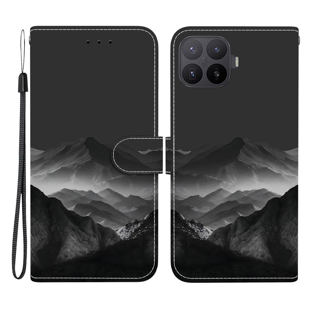 For Xiaomi 17T Pro Case Pattern Printing PU Leather Wallet Flip Stand Phone Cover with Wrist Strap