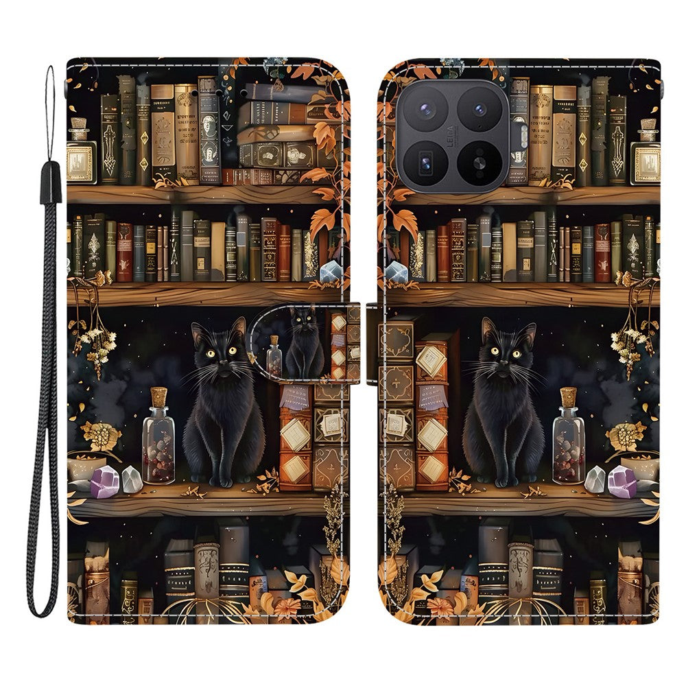 For Xiaomi 17T Pro Case Pattern Printing PU Leather Wallet Flip Stand Phone Cover with Wrist Strap