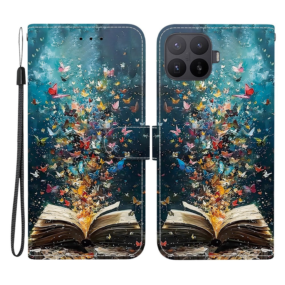 For Xiaomi 17T Pro Case Pattern Printing PU Leather Wallet Flip Stand Phone Cover with Wrist Strap