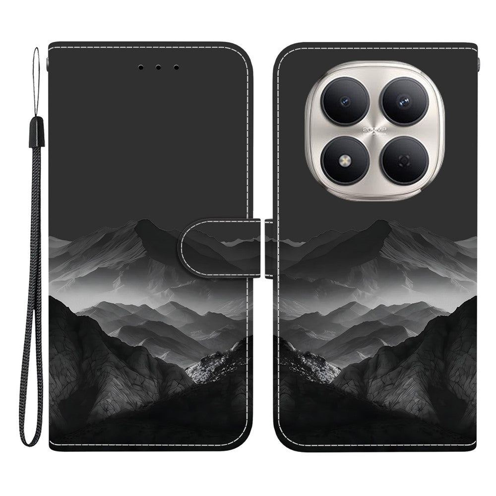 For Xiaomi Redmi Note 15 Pro 5G (Global) Case Pattern Printing PU Leather Wallet Flip Stand Phone Cover with Wrist Strap