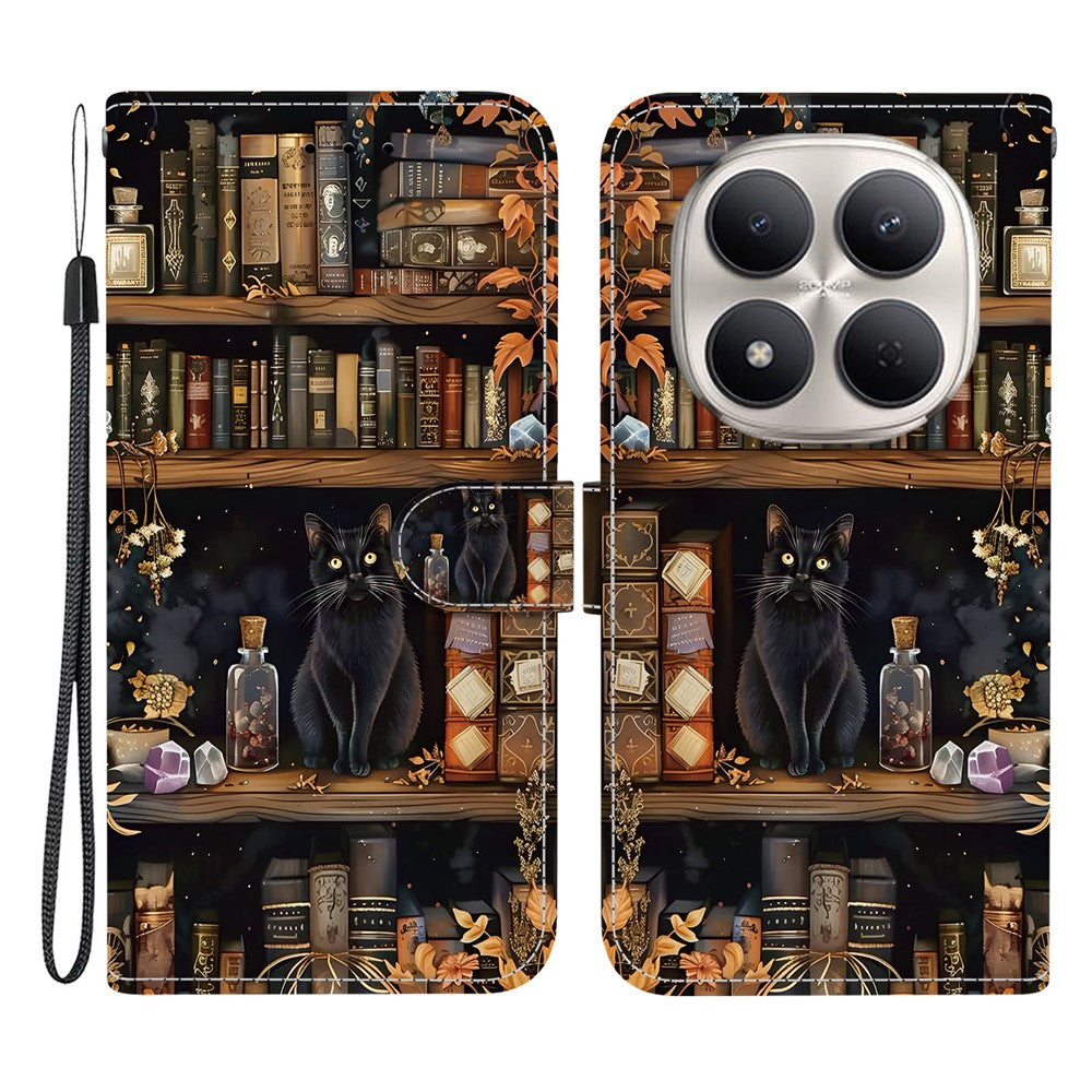 For Xiaomi Redmi Note 15 Pro 5G (Global) Case Pattern Printing PU Leather Wallet Flip Stand Phone Cover with Wrist Strap