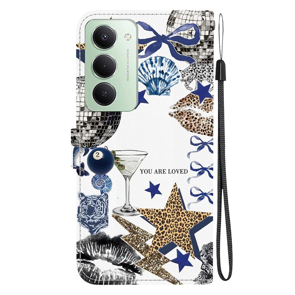 For Xiaomi Redmi 15 4G (EU) (171mm) / 15 5G (EU) (171mm)Case Pattern Printing PU Leather Wallet Flip Stand Phone Cover with Wrist Strap