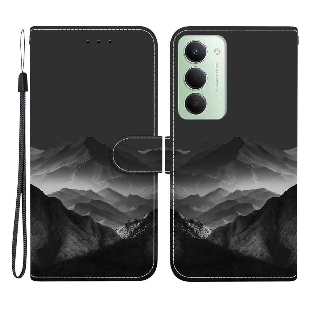 For Xiaomi Redmi 15 4G (EU) (171mm) / 15 5G (EU) (171mm)Case Pattern Printing PU Leather Wallet Flip Stand Phone Cover with Wrist Strap