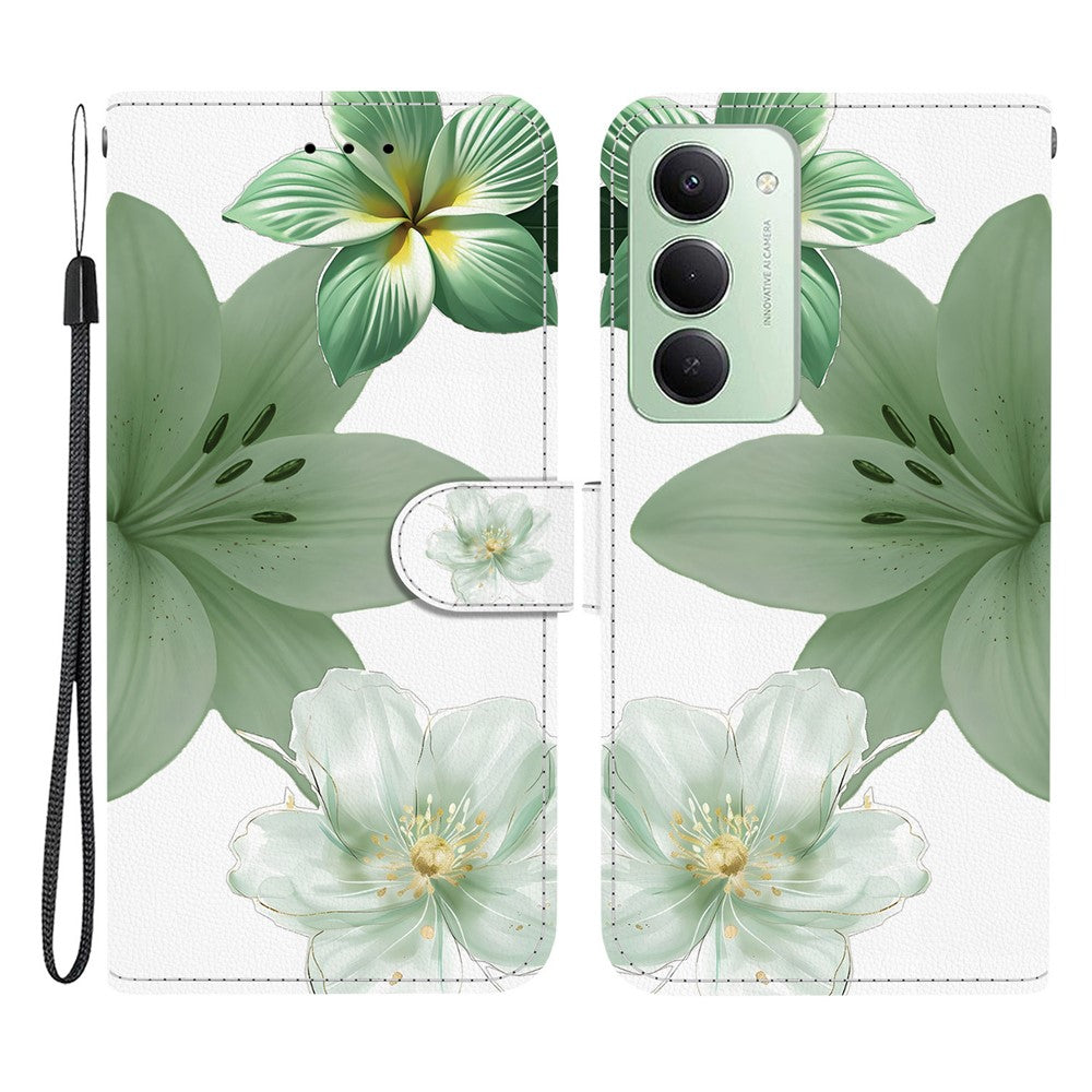 For Xiaomi Redmi 15 4G (EU) (171mm) / 15 5G (EU) (171mm)Case Pattern Printing PU Leather Wallet Flip Stand Phone Cover with Wrist Strap