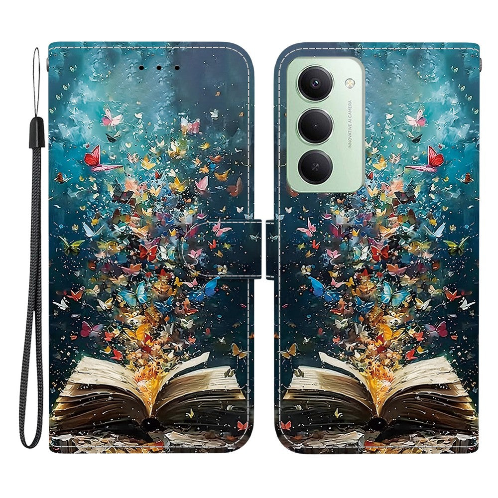 For Xiaomi Redmi 15 4G (EU) (171mm) / 15 5G (EU) (171mm)Case Pattern Printing PU Leather Wallet Flip Stand Phone Cover with Wrist Strap