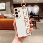 For Samsung Galaxy A55 5G Case Heart Wristband Kickstand Electroplated TPU Phone Cover