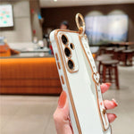 For Samsung Galaxy A55 5G Case Heart Wristband Kickstand Electroplated TPU Phone Cover