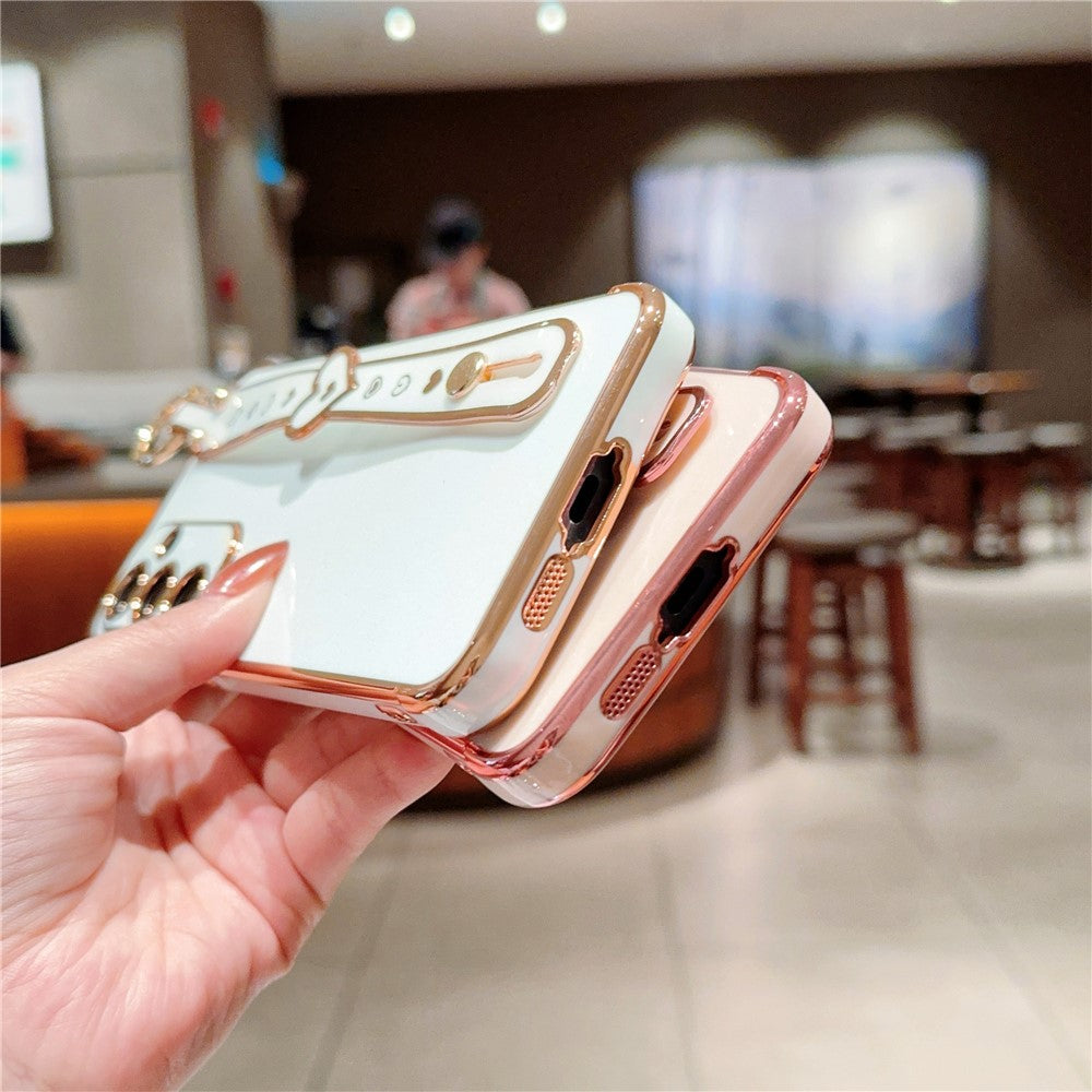 For Samsung Galaxy A55 5G Case Heart Wristband Kickstand Electroplated TPU Phone Cover