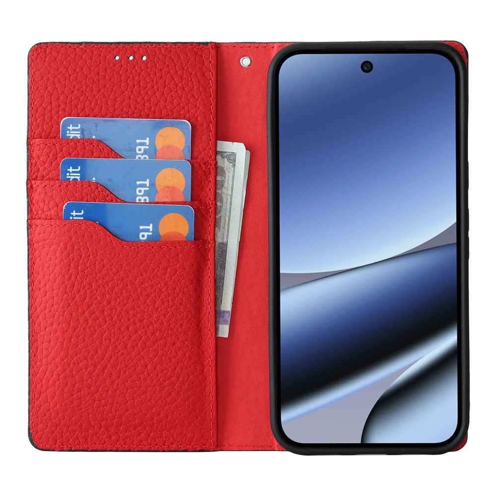 For Google Pixel 11 Pro XL Wallet Case Genuine Cow Leather Phone Cover Litchi Texture