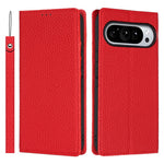 For Google Pixel 11 Pro XL Wallet Case Genuine Cow Leather Phone Cover Litchi Texture