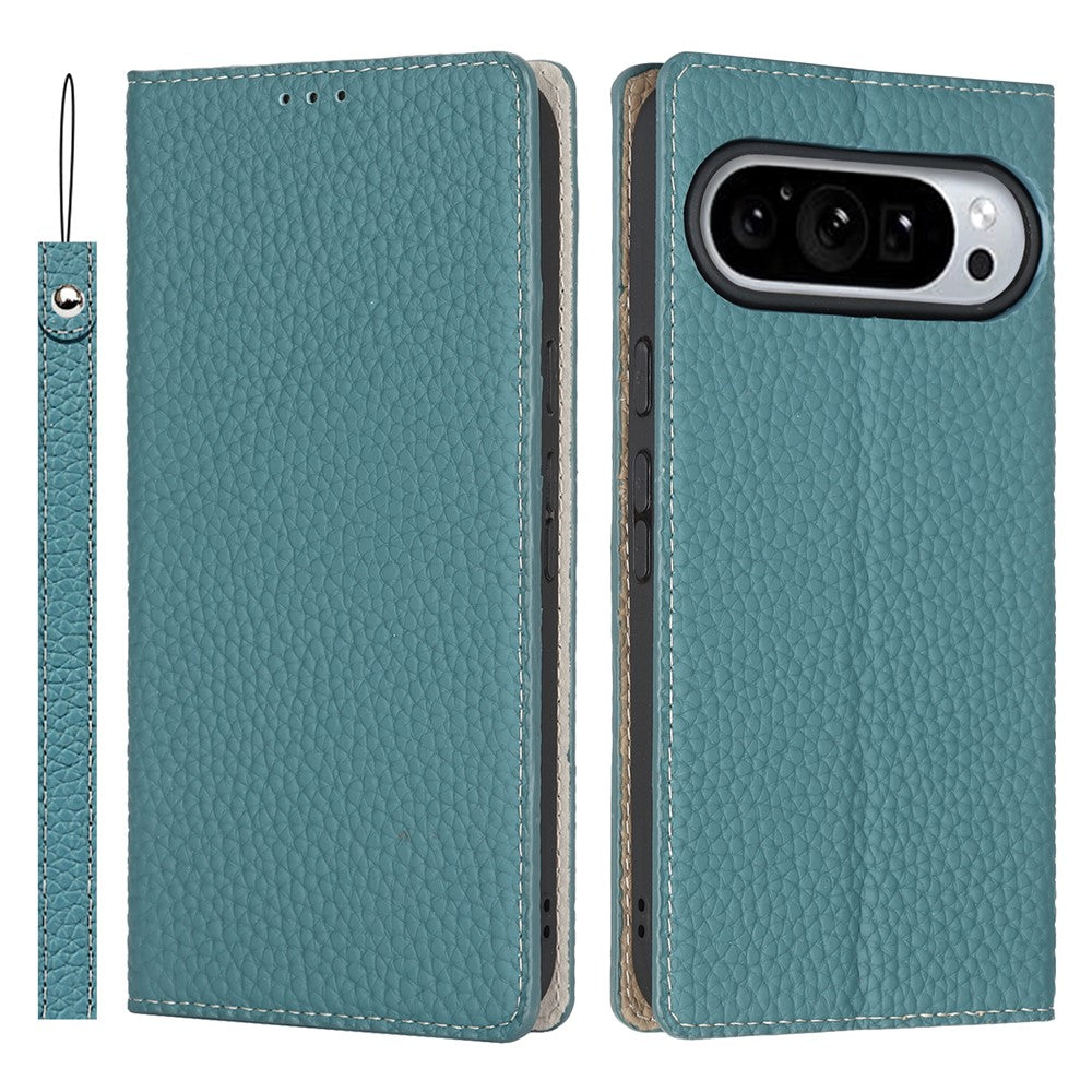 For Google Pixel 11 Pro XL Wallet Case Genuine Cow Leather Phone Cover Litchi Texture