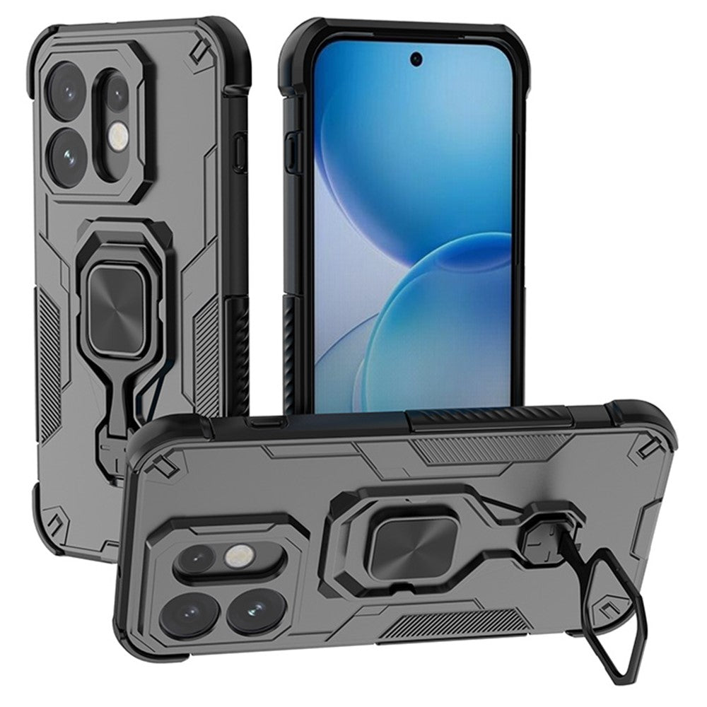 For Oppo Reno16 5G (Global) Case Rotatable Ring Kickstand PC + TPU Shockproof Phone Cover