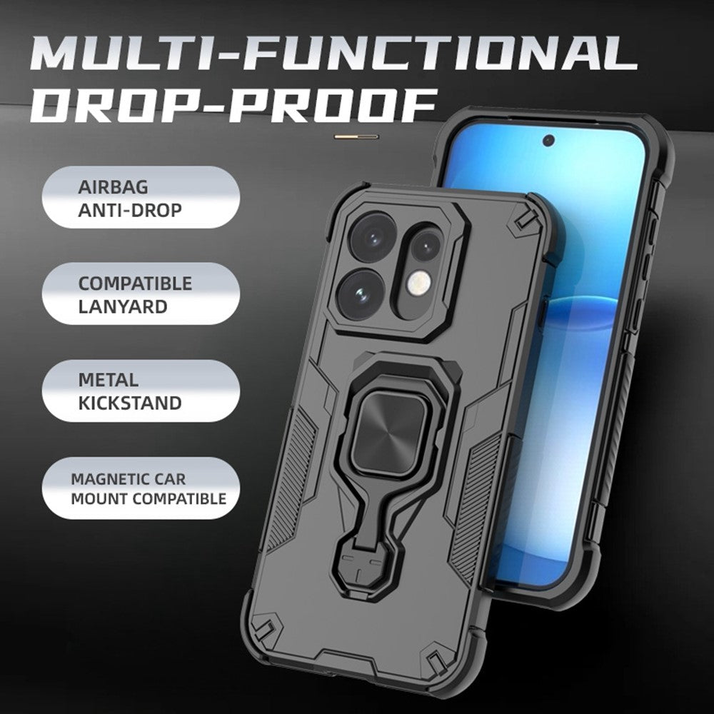 For Oppo Reno16 5G (Global) Case Rotatable Ring Kickstand PC + TPU Shockproof Phone Cover