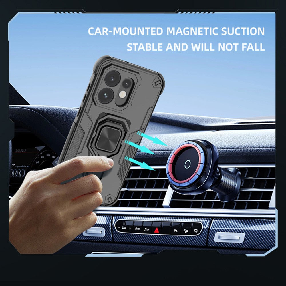 For Oppo Reno16 5G (Global) Case Rotatable Ring Kickstand PC + TPU Shockproof Phone Cover