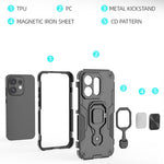 For Oppo Reno16 5G (Global) Case Rotatable Ring Kickstand PC + TPU Shockproof Phone Cover
