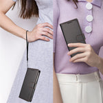 BETOPNICE 006 til iPhone 15 Pro Cover RFID Blokerende Pung Stand Læder Telefoncover med Håndrem