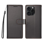 BETOPNICE 006 til iPhone 15 Pro Cover RFID Blokerende Pung Stand Læder Telefoncover med Håndrem