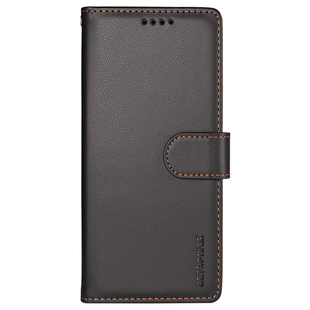 BETOPNICE 006 til iPhone 15 Pro Cover RFID Blokerende Pung Stand Læder Telefoncover med Håndrem