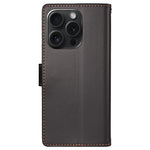 BETOPNICE 006 til iPhone 15 Pro Cover RFID Blokerende Pung Stand Læder Telefoncover med Håndrem