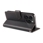 BETOPNICE 006 til iPhone 15 Pro Cover RFID Blokerende Pung Stand Læder Telefoncover med Håndrem