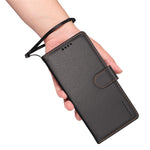 BETOPNICE 006 til iPhone 15 Pro Cover RFID Blokerende Pung Stand Læder Telefoncover med Håndrem