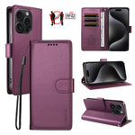 BETOPNICE 006 til iPhone 15 Pro Cover RFID Blokerende Pung Stand Læder Telefoncover med Håndrem