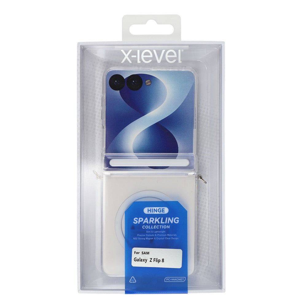X-LEVEL til Samsung Galaxy Z Flip8 Magnetisk cover Hængselbeskyttelse Krystalklar PC Telefoncover