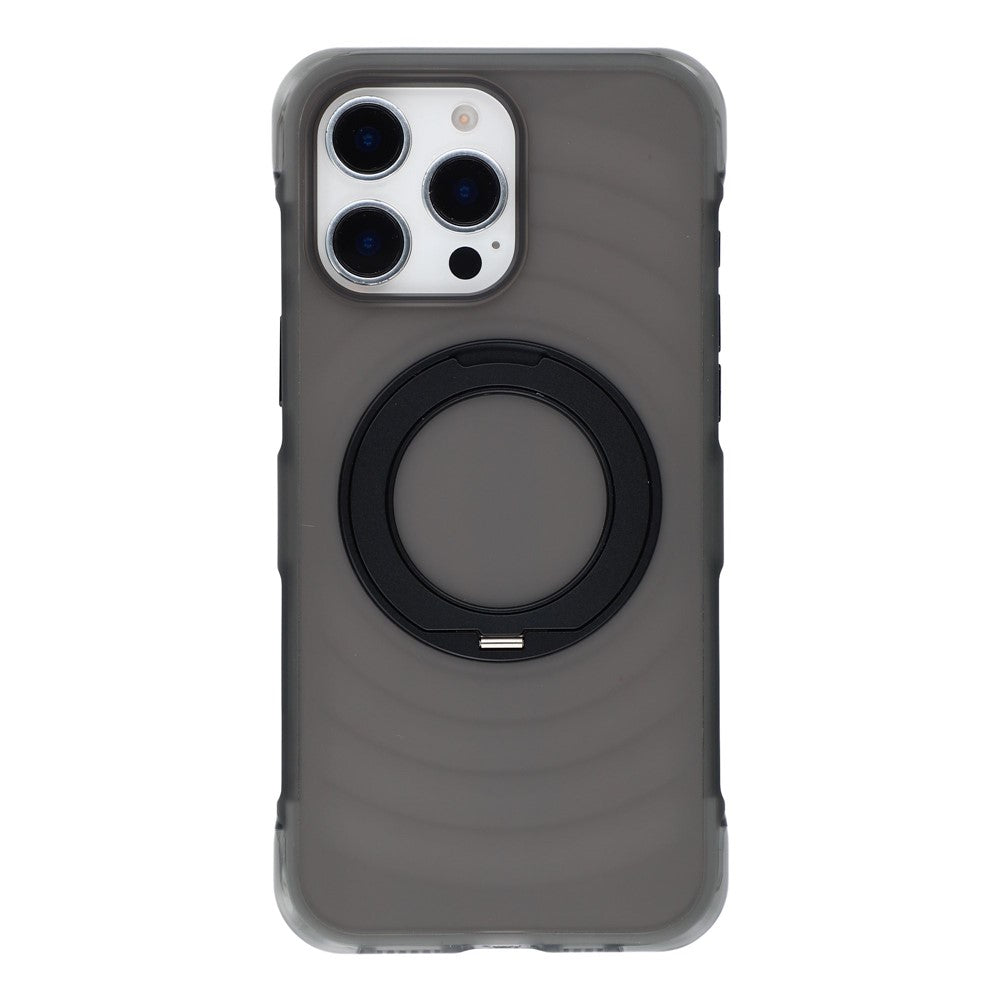 JAUCASE til iPhone 16 Pro Cover Magnetisk Stander Bølge Tekstur PC + TPU Airbag Hjørne Beskyttelse Telefoncover med Kameraknap