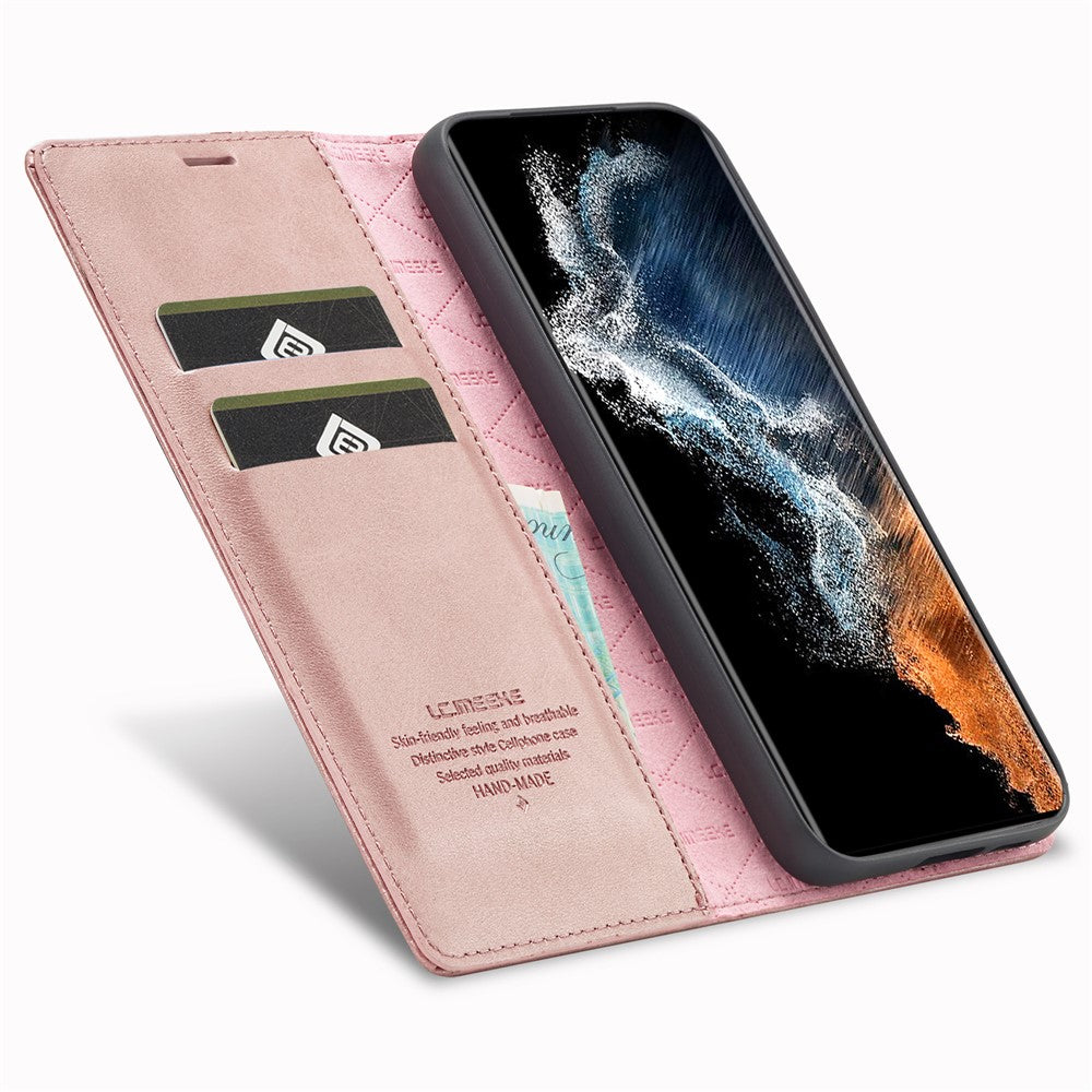 LC.IMEEKE For Samsung Galaxy S23+ Drop-proof PU Leather Folio Flip Case Wallet Stand Magnetic Auto-absorbed Cell Phone Cover