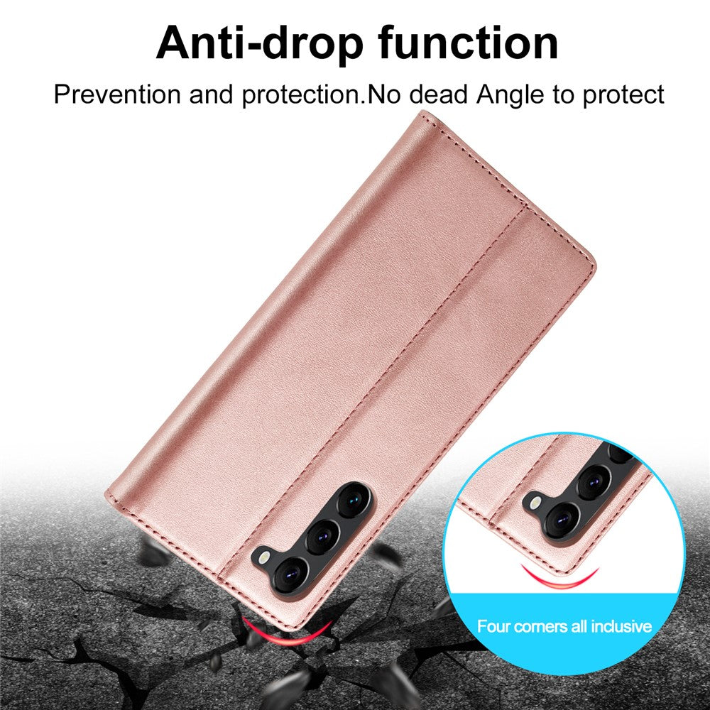 LC.IMEEKE For Samsung Galaxy S23+ Drop-proof PU Leather Folio Flip Case Wallet Stand Magnetic Auto-absorbed Cell Phone Cover