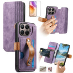 For Xiaomi 17T Case Vintage Leather RFID Blocking Wallet Phone Cover with Tempered Glass Screen Protector