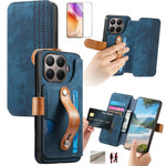 For Xiaomi 17T Case Vintage Leather RFID Blocking Wallet Phone Cover with Tempered Glass Screen Protector