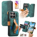 For Xiaomi 17T Case Vintage Leather RFID Blocking Wallet Phone Cover with Tempered Glass Screen Protector