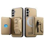 Samsung Galaxy S26 FE Magnetiskt skal PU-läder + PC + TPU Reptåligt bakstycke med avtagbar korthållare