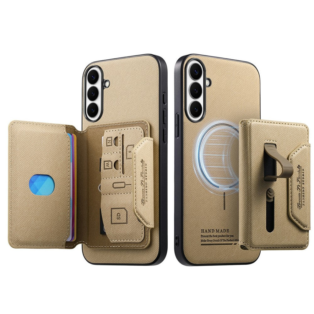 Samsung Galaxy S26 FE Magnetiskt skal PU-läder + PC + TPU Reptåligt bakstycke med avtagbar korthållare