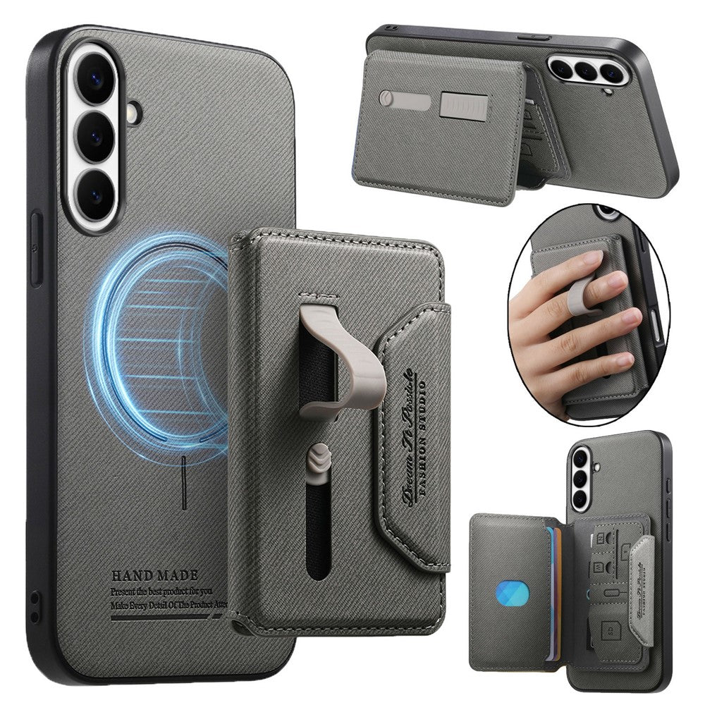 Samsung Galaxy S26 FE Magnetiskt skal PU-läder + PC + TPU Reptåligt bakstycke med avtagbar korthållare