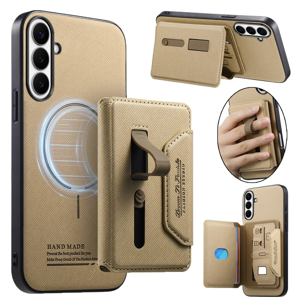 For Samsung Galaxy A27 5G Magnetic Case PU Leather + PC + TPU Anti-Scratch Back Cover with Detachable Card Holder
