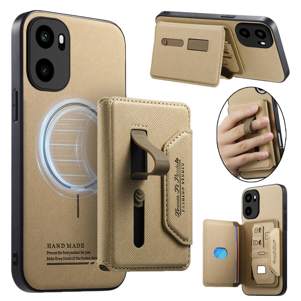 Magnetiskt fodral för OnePlus Ace 6 5G / Ace 6T 5G / 15R 5G, PU-läder + PC + TPU reptåligt bakstycke med avtagbar korthållare
