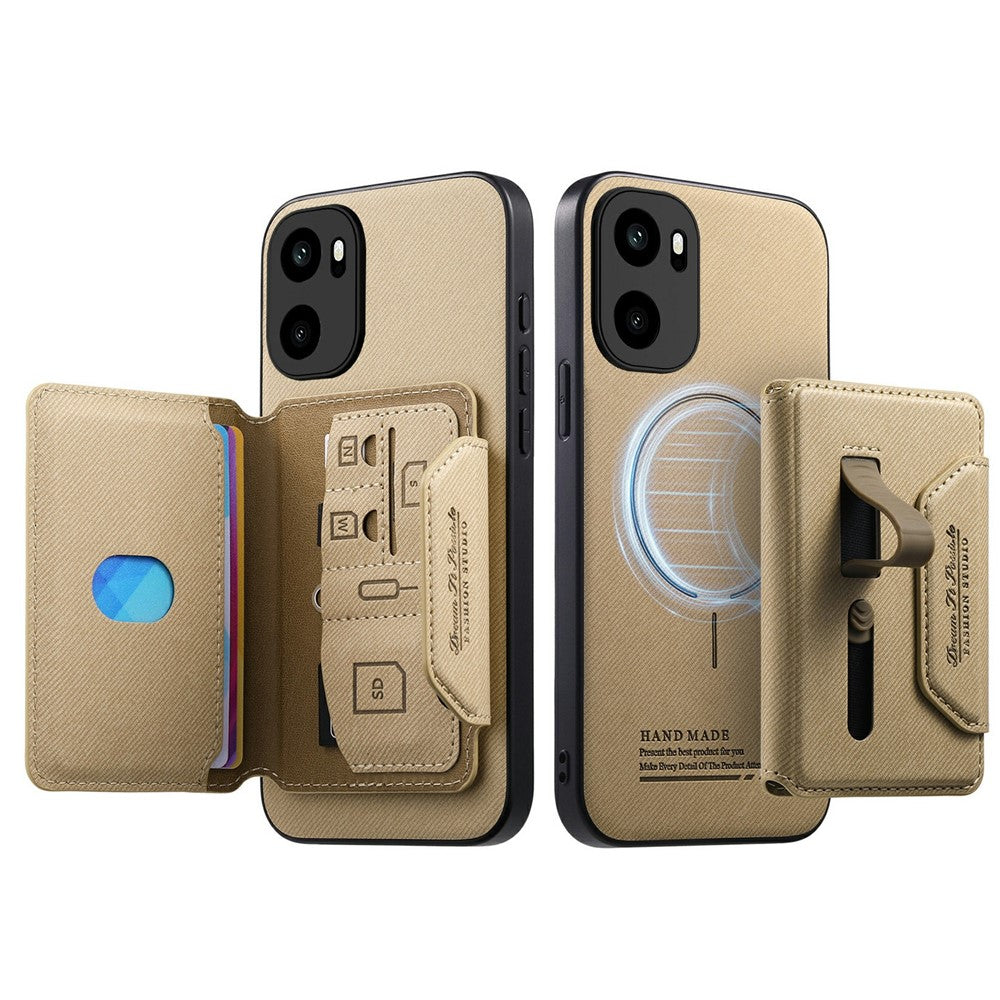 Magnetiskt fodral för OnePlus Ace 6 5G / Ace 6T 5G / 15R 5G, PU-läder + PC + TPU reptåligt bakstycke med avtagbar korthållare