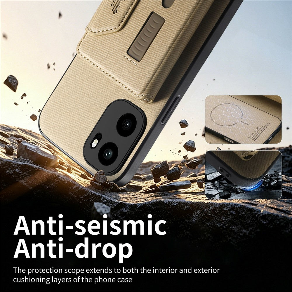 Magnetiskt fodral för OnePlus Ace 6 5G / Ace 6T 5G / 15R 5G, PU-läder + PC + TPU reptåligt bakstycke med avtagbar korthållare