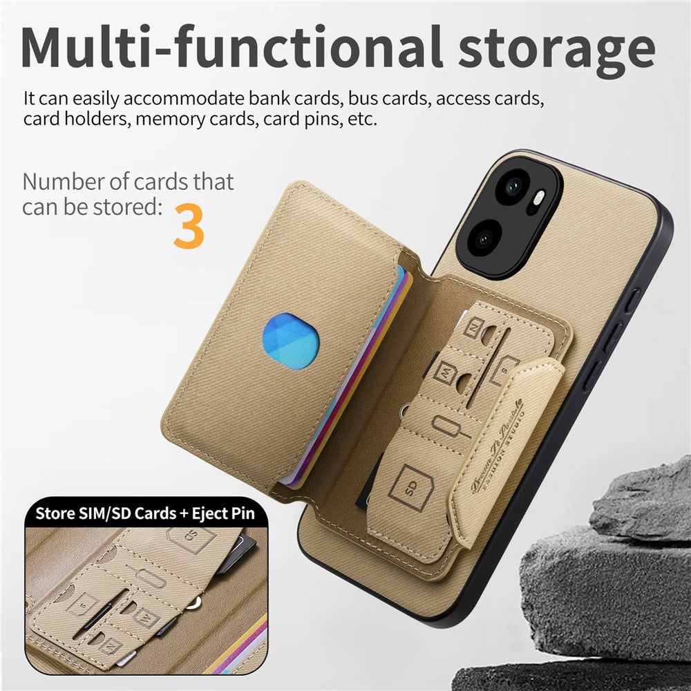 Magnetiskt fodral för OnePlus Ace 6 5G / Ace 6T 5G / 15R 5G, PU-läder + PC + TPU reptåligt bakstycke med avtagbar korthållare