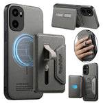 Magnetiskt fodral för OnePlus Ace 6 5G / Ace 6T 5G / 15R 5G, PU-läder + PC + TPU reptåligt bakstycke med avtagbar korthållare