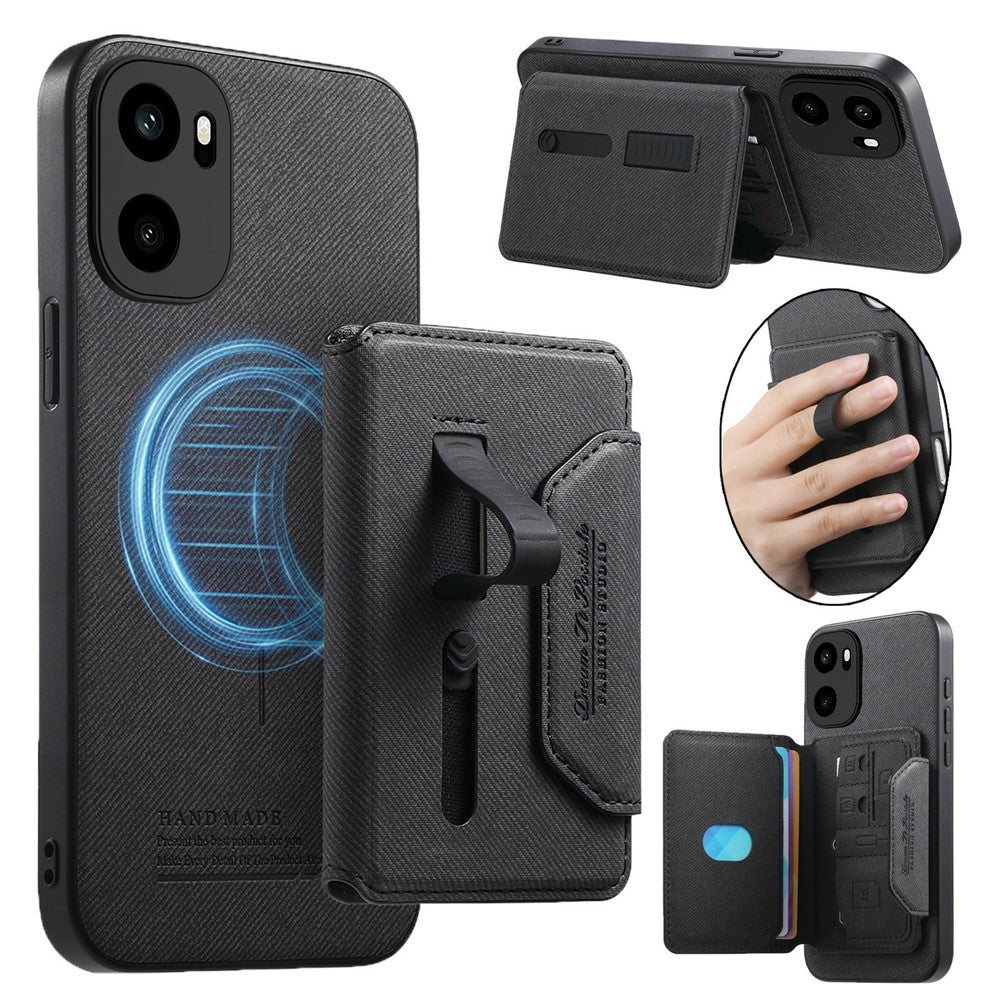 Magnetiskt fodral för OnePlus Ace 6 5G / Ace 6T 5G / 15R 5G, PU-läder + PC + TPU reptåligt bakstycke med avtagbar korthållare