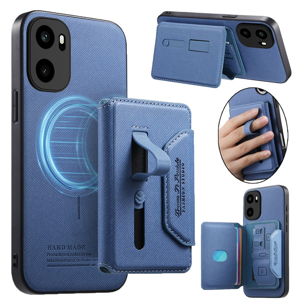 Magnetiskt fodral för OnePlus Ace 6 5G / Ace 6T 5G / 15R 5G, PU-läder + PC + TPU reptåligt bakstycke med avtagbar korthållare