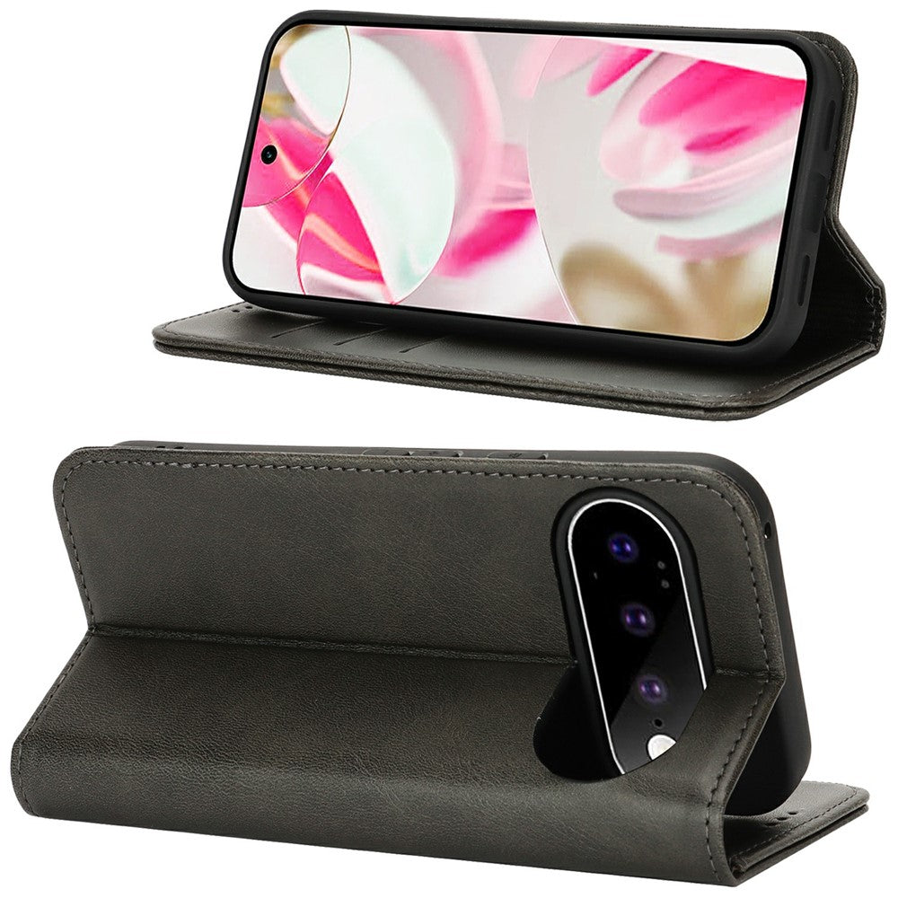 For Google Pixel 11 Pro XL Case PU Leather Calf Textured Magnetic Closing Smart Phone Cover