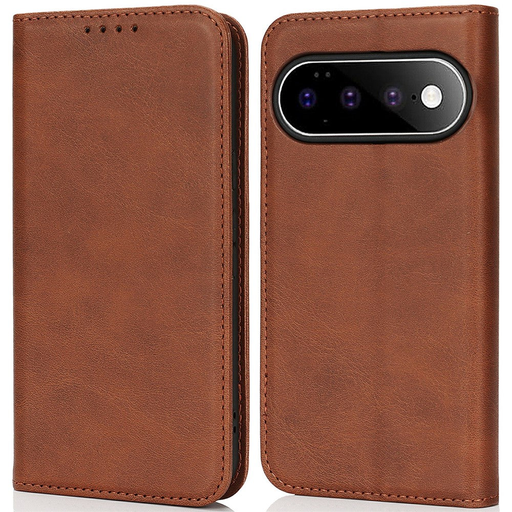 For Google Pixel 11 Pro XL Case PU Leather Calf Textured Magnetic Closing Smart Phone Cover