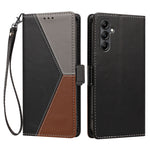 For Samsung Galaxy A15 4G / Galaxy A15 5G Case Color Stitching RFID Blocking Wallet Flip Leather Phone Cover with Wrist Strap