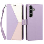 For Samsung Galaxy S26+ Case Color Stitching RFID Blocking Wallet Flip Leather Phone Cover with Wrist Strap