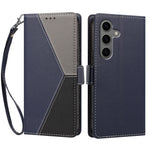 For Samsung Galaxy S26+ Case Color Stitching RFID Blocking Wallet Flip Leather Phone Cover with Wrist Strap